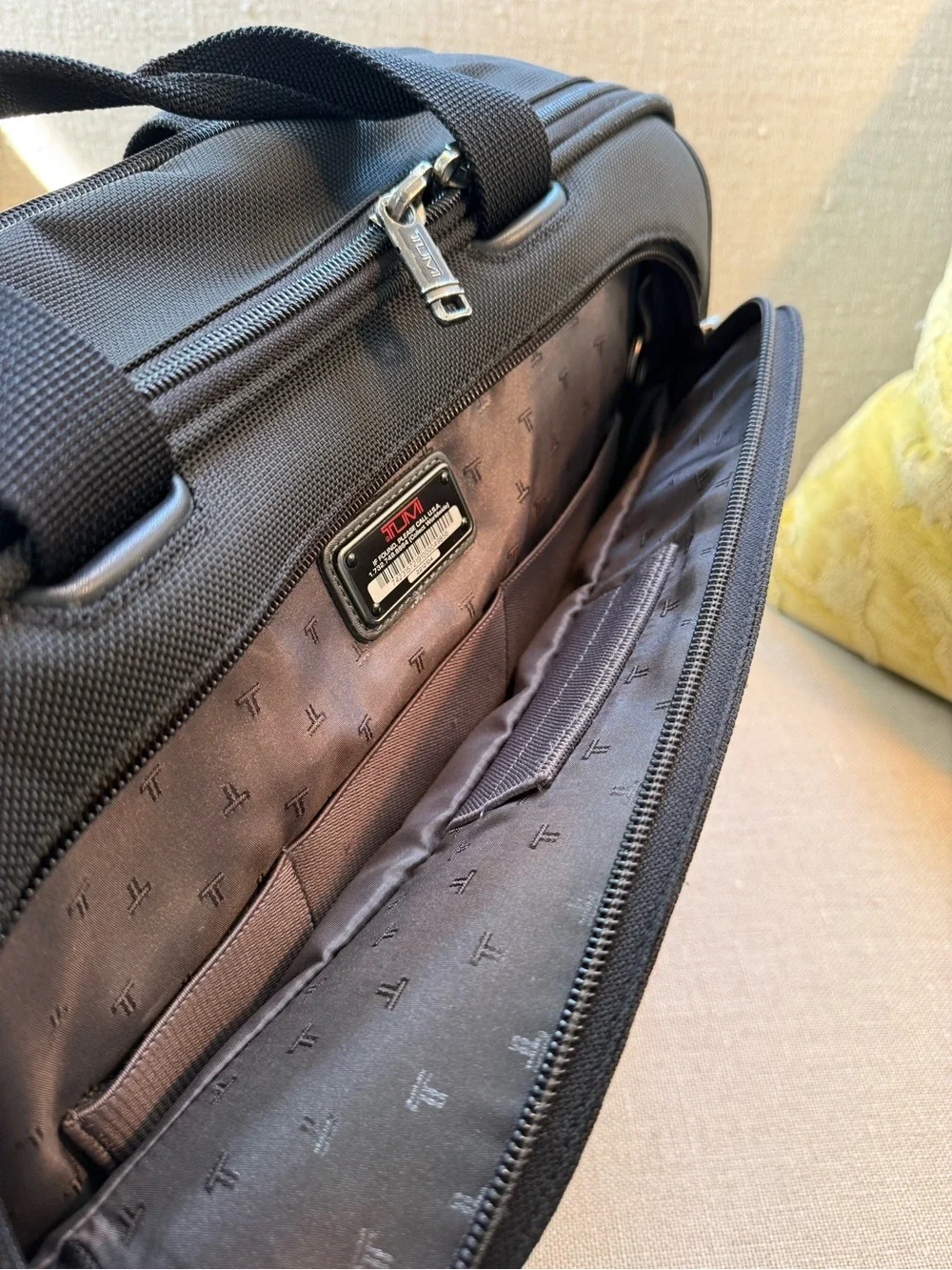 Black Men's Tumi Alpha expandable travel briefcase. Large.